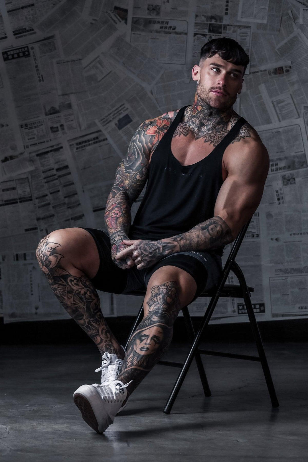 Classic Bodybuilding Racerback Stringer - Premium Black - Jed North