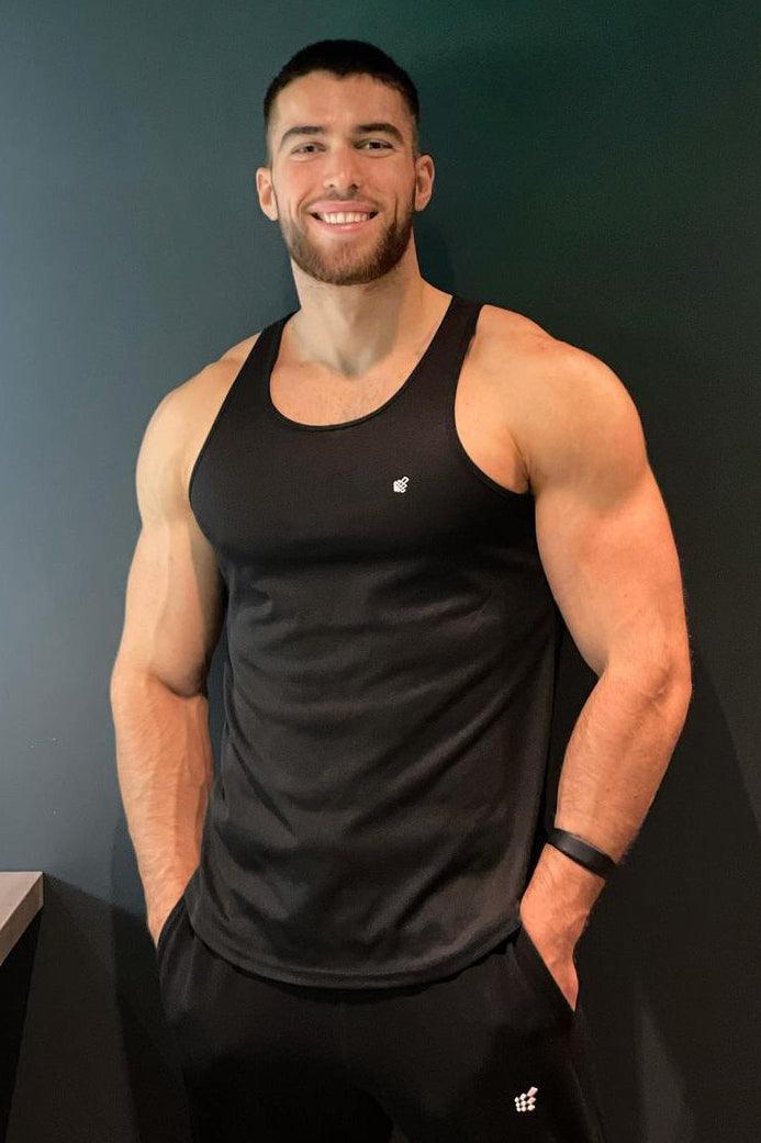 Fast-Dry Bodybuilding Workout Stringer - Black - Jed North