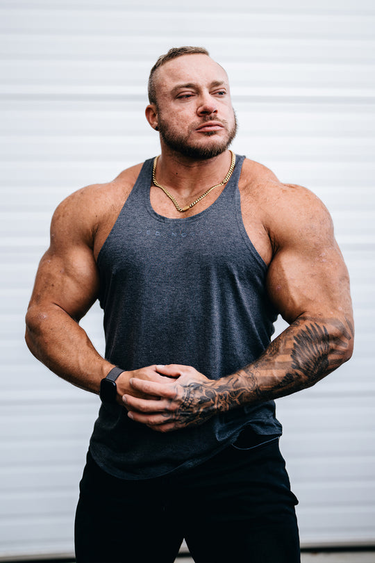 Classic Bodybuilding Racerback Stringer - Heather Gray