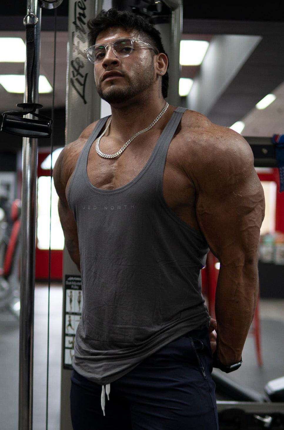 Classic Bodybuilding Racerback Stringer - Steel Gray