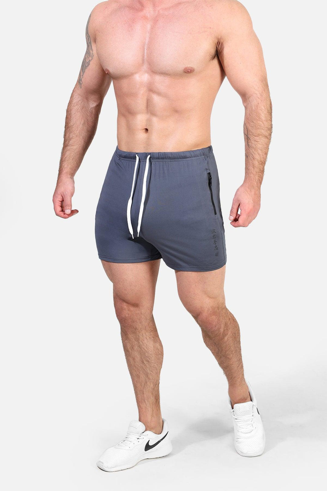 Agile Bodybuilding 4'' Shorts w Zipper Pockets - Gray Integrity