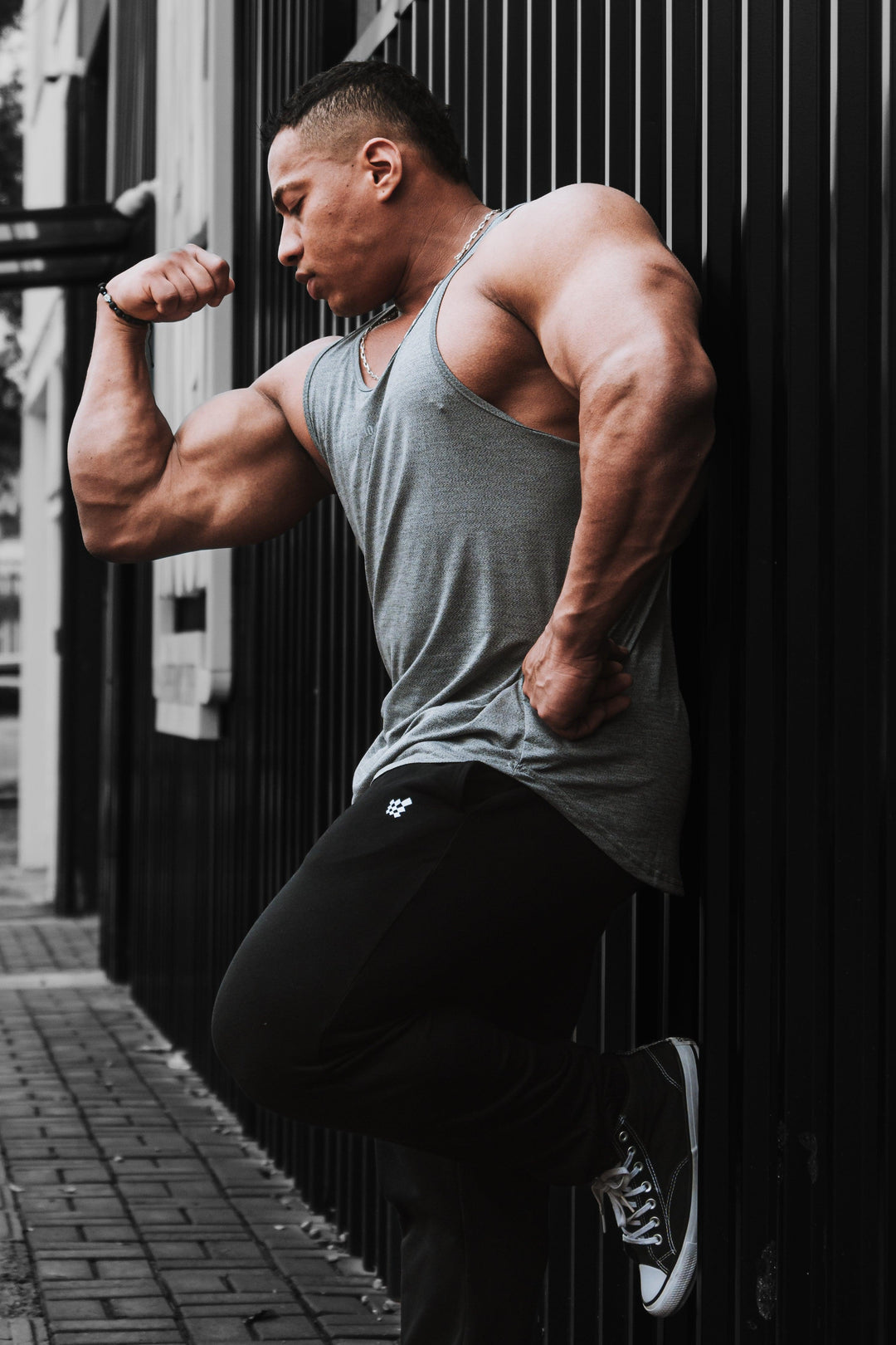 Performance Max Bodybuilding Stringer  - Heather Gray