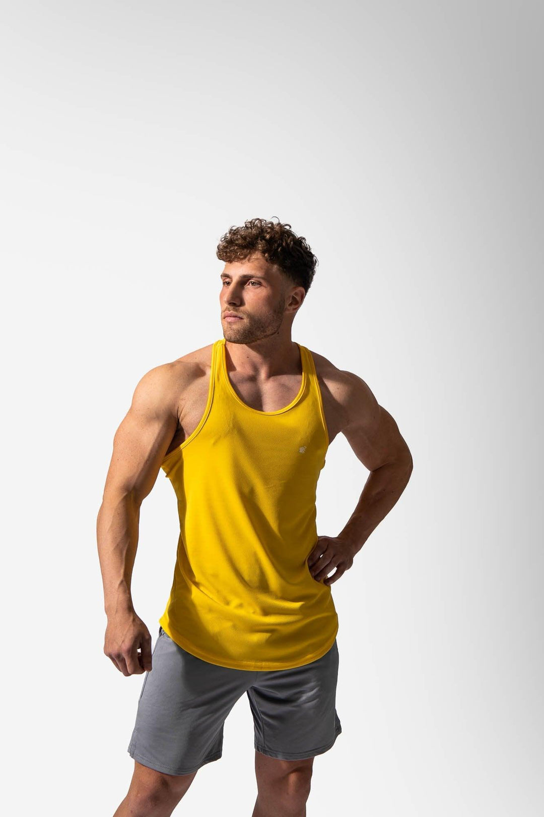 Men's Dri-Fit Workout Bodybuilding Stringer - Yellow Tank Tops Jed North