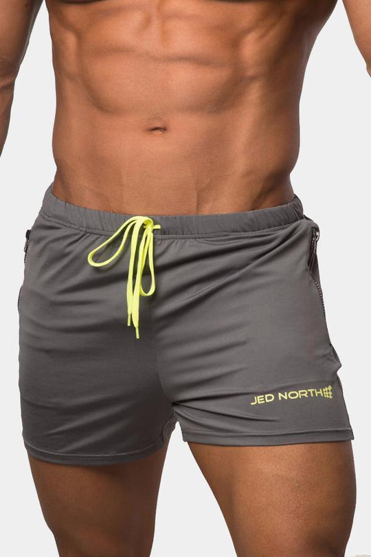 Agile Bodybuilding 4'' Shorts w Zipper Pockets - Gray