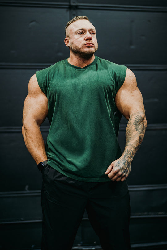 Retro Oversized Muscle Tee - Forest Green