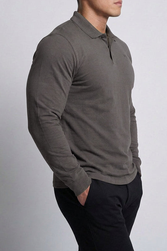 Polo Button-Up Longsleeve - Cool Olive