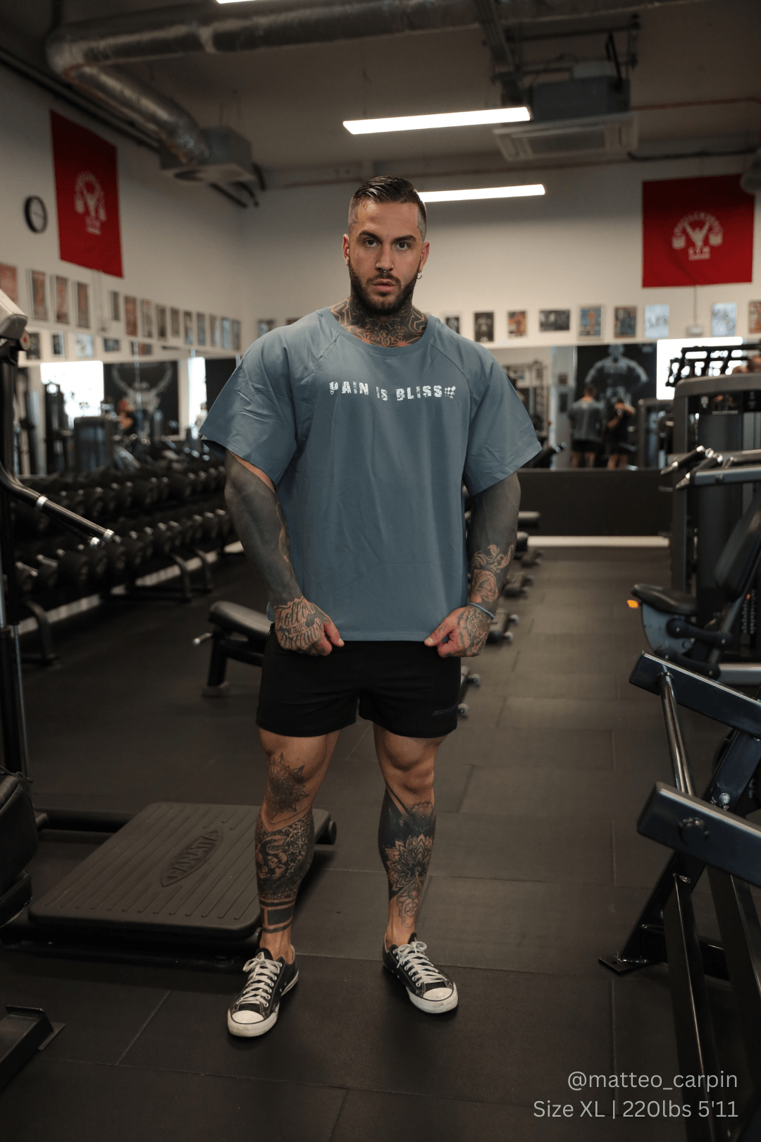 Retro Bodybuilding T-Shirt - Steel Blue