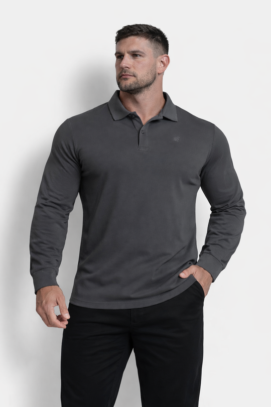 Polo Button-Up Longsleeve - Cool Olive