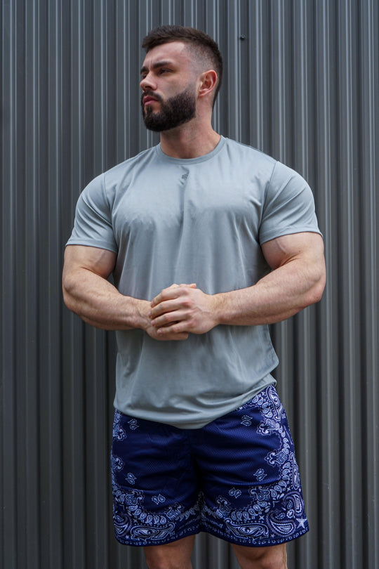 Jersey Mesh 7.5" Gym Shorts - Navy Paisley