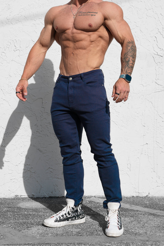 Men's Fitted Stretchy Pants - Navy