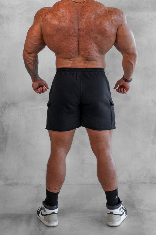 Comfort-Fit Cargo Sweat Shorts - Black