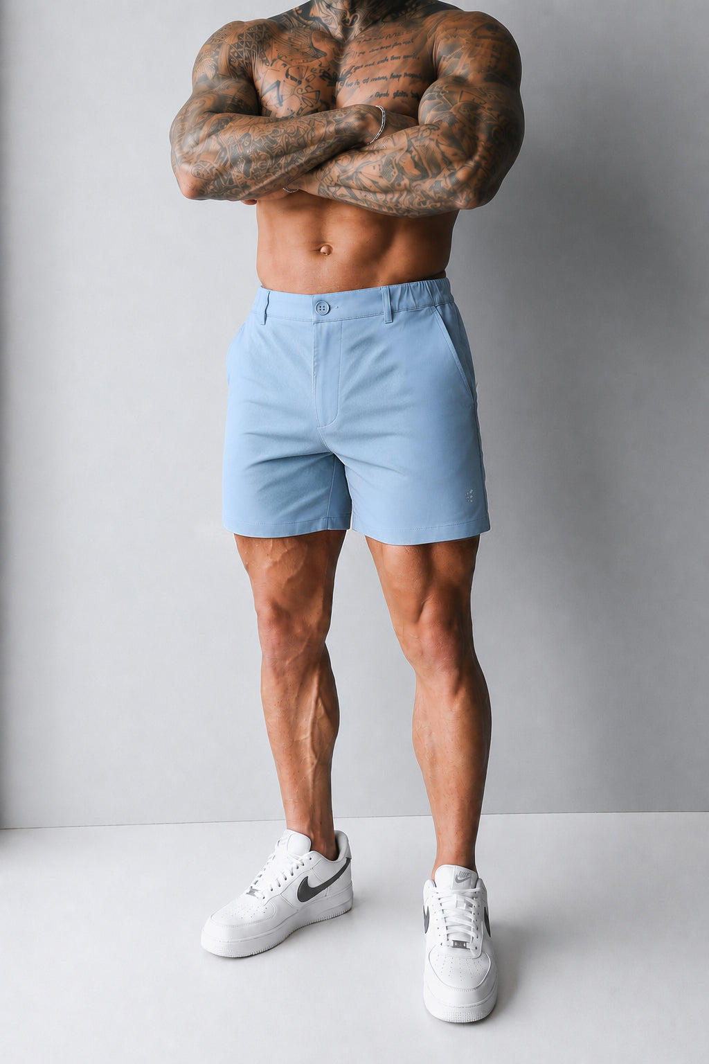 Flex Waist Chino Shorts - Light Blue