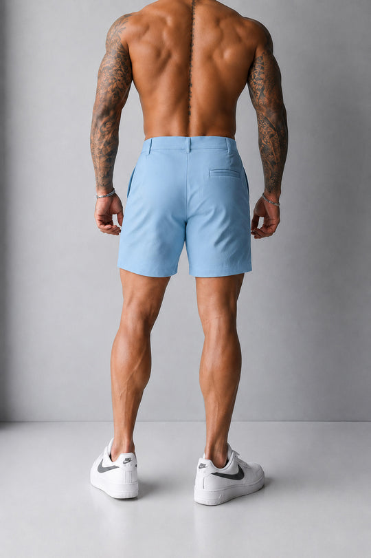Flex Waist Chino Shorts - Light Blue
