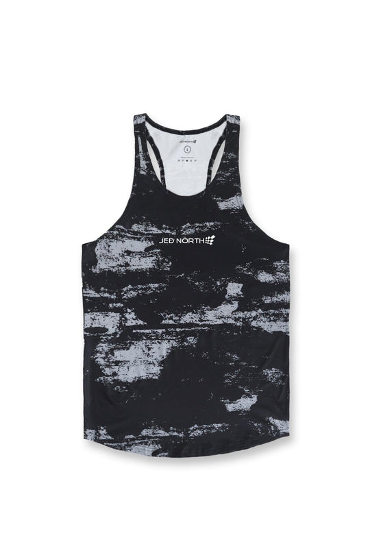 Graphic Muscle Stringer - Silver Brush Strokes