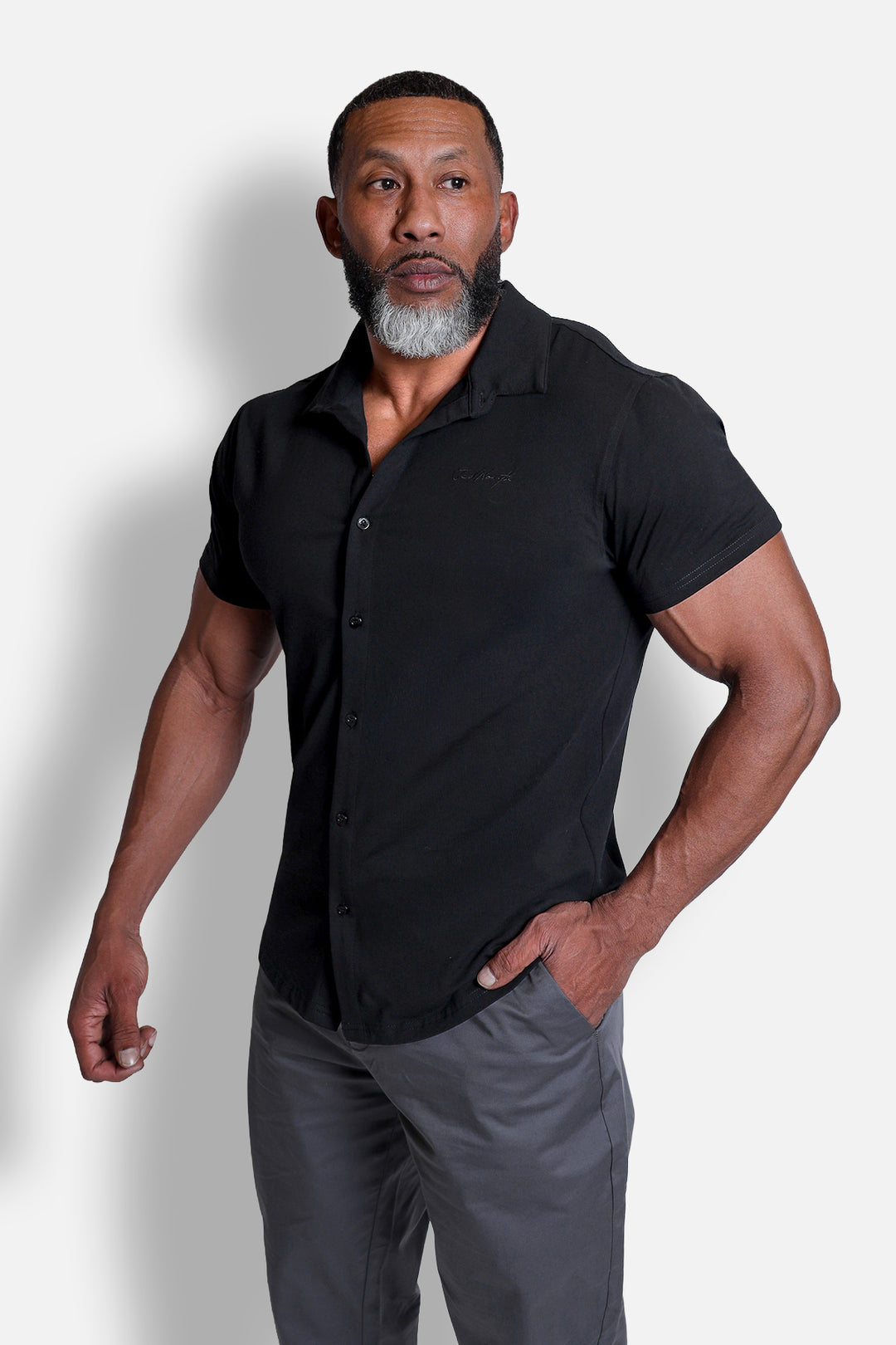 Button-up Muscle T-Shirt - Onyx Black
