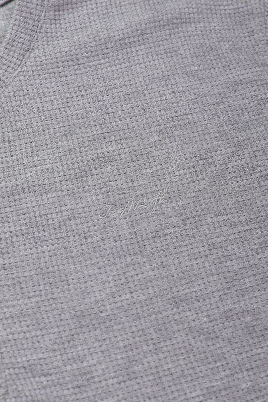 Waffle Henley T-Shirt - Light Gray