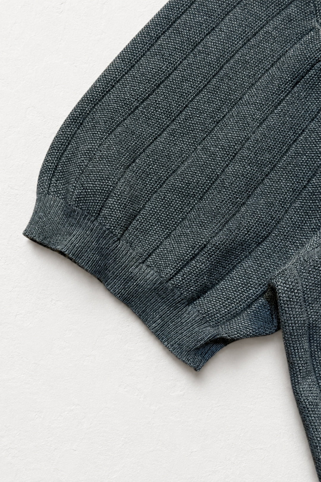 Rib Knit Collared Polo  - Storm Gray
