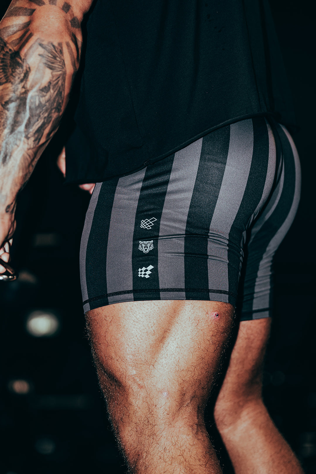 Retro Bodybuilding Shorts - Black & Gray
