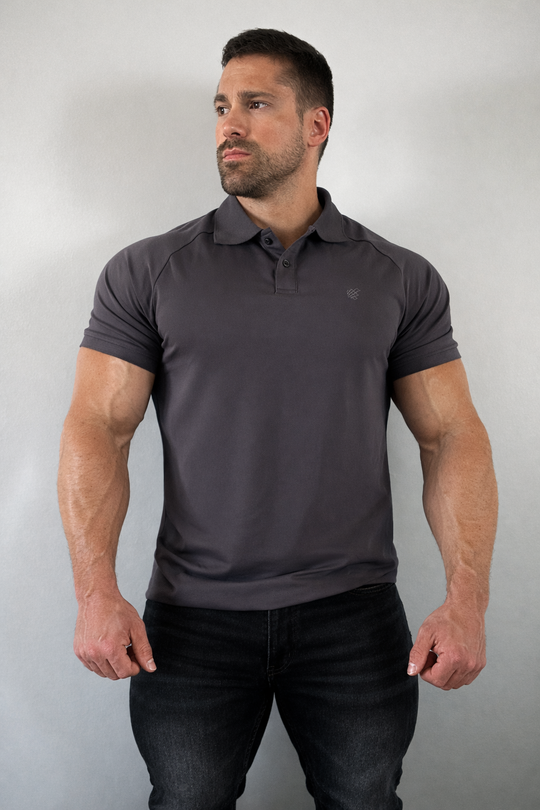 Muscle Fit All-Day Polo T-Shirt - Steel Gray
