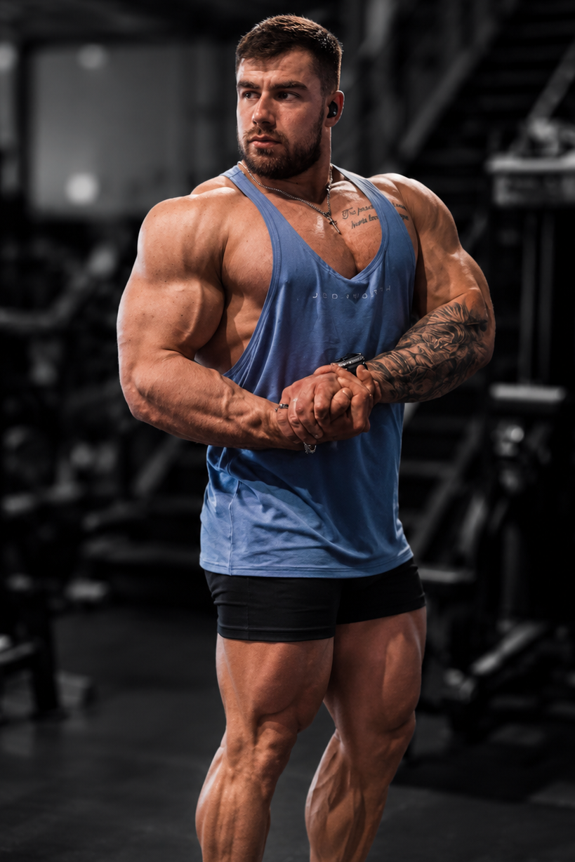 Classic Bodybuilding Racerback Stringer - Blue