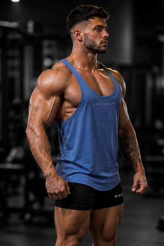 Classic Bodybuilding Racerback Stringer - Blue