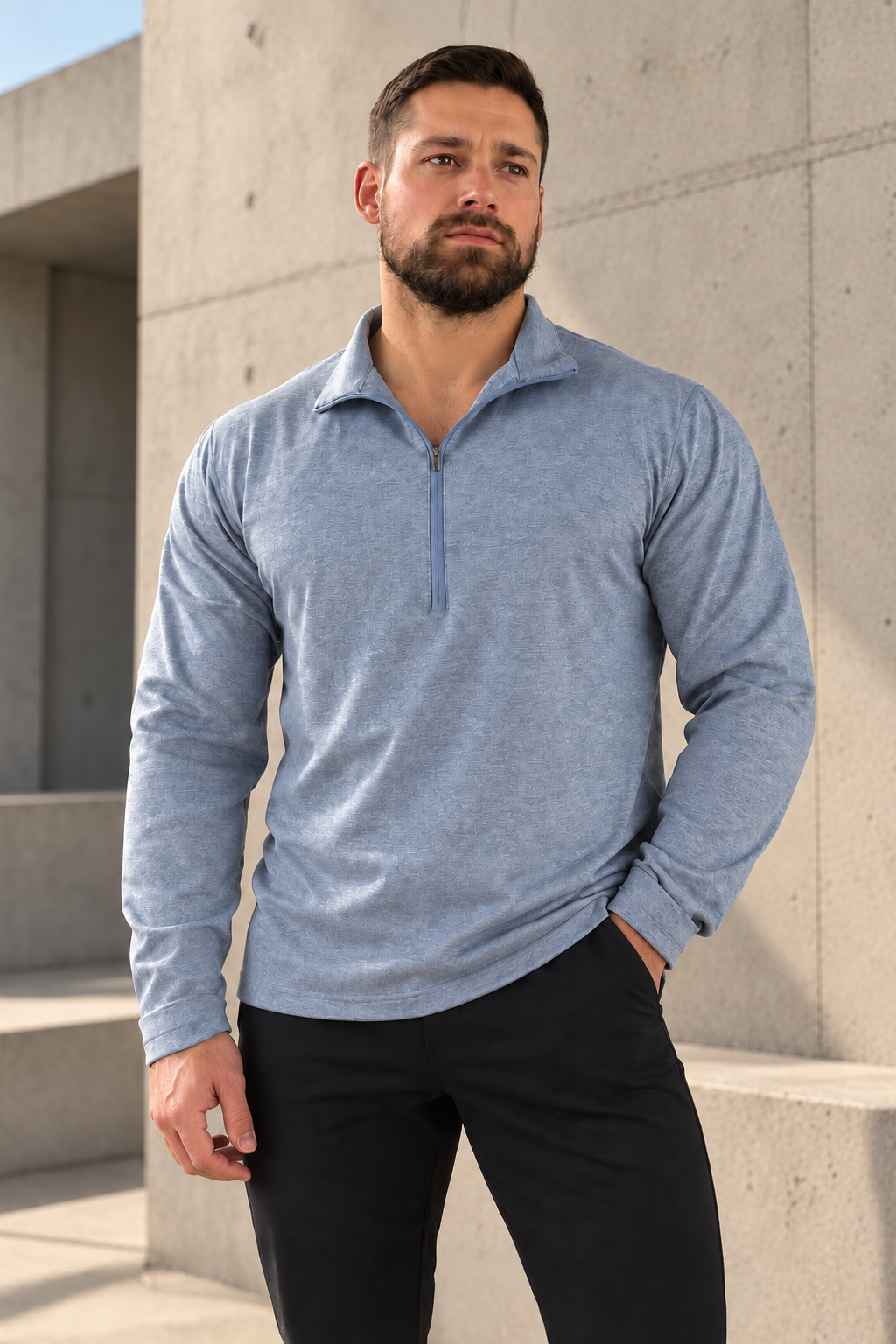 Quarter-Zip Training Long Sleeve - Heather Blue