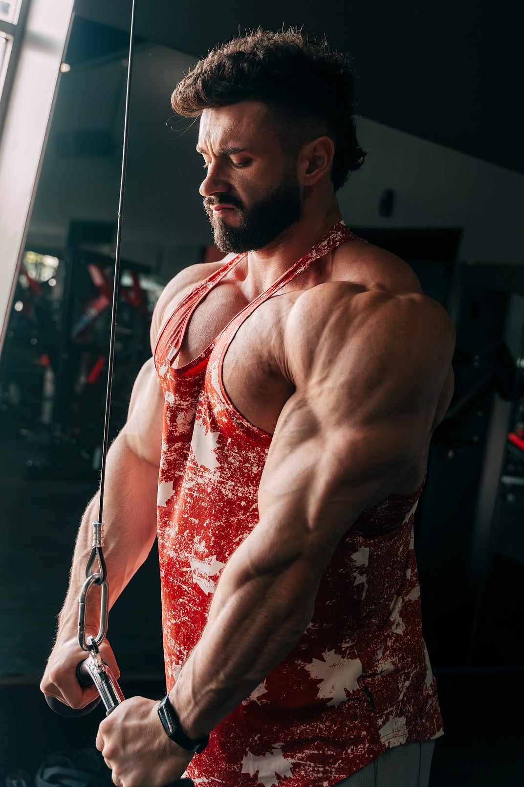 Graphic Muscle Stringer - Red Maple Leaf