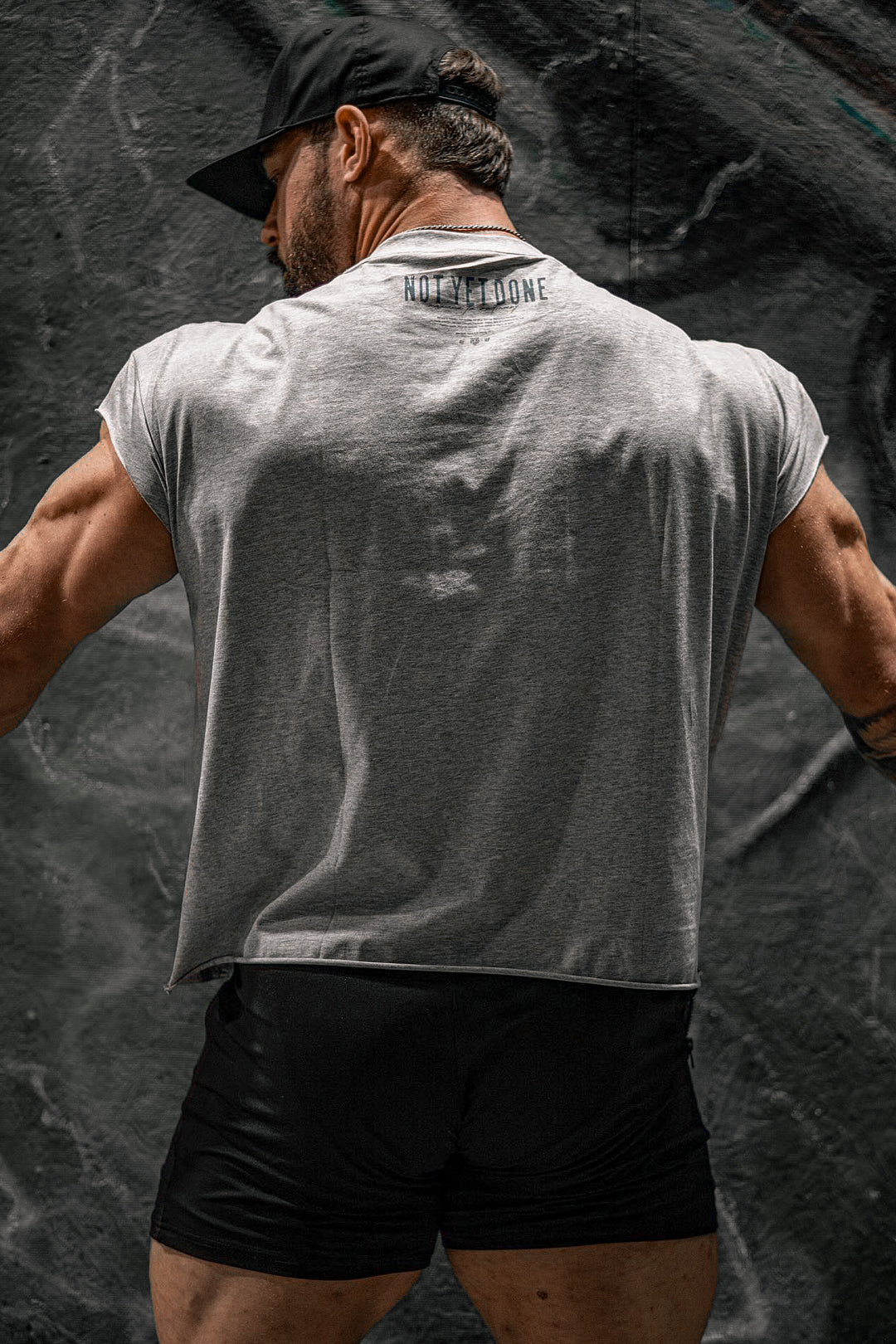 Oversized Raw-Cut Cropped Tee - Heather Gray