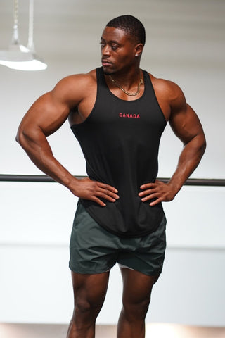 Fast-Dry Bodybuilding Workout Stringer - Black Canada Logo