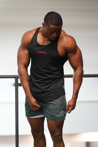 Fast-Dry Bodybuilding Workout Stringer - Black Canada Logo