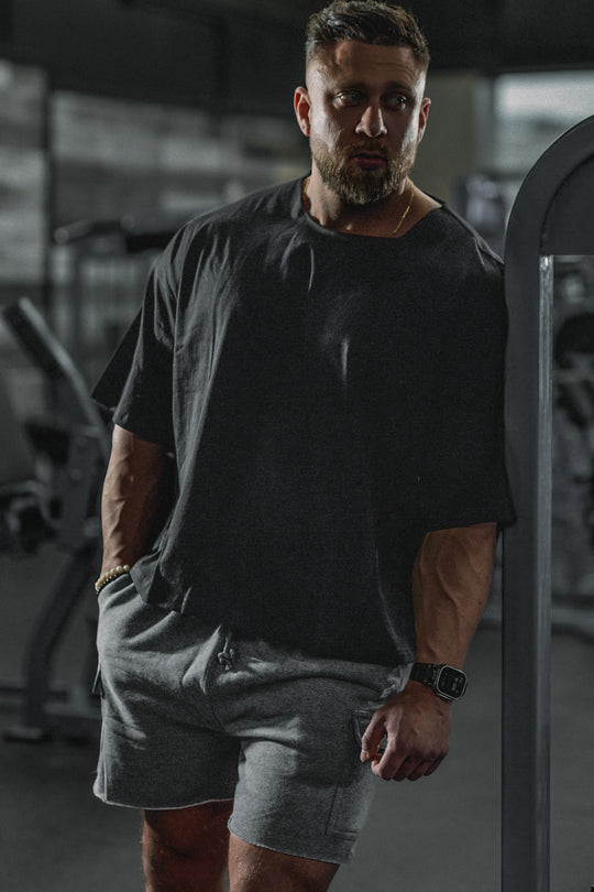 Raw-Cut Boxy Crop Tee - Black